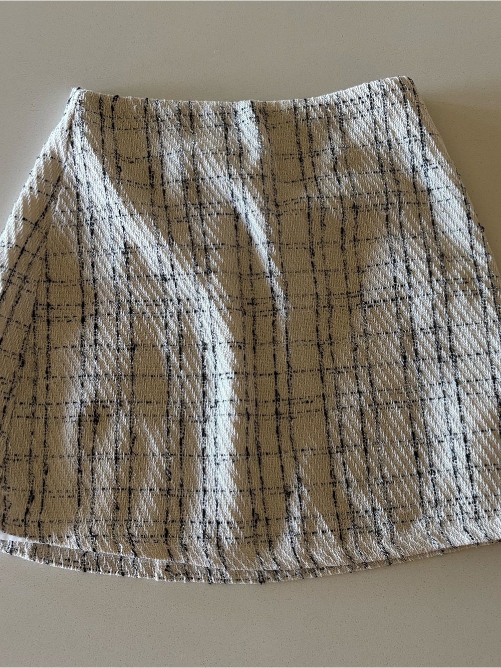 Princess Polly Cream Plaid Mini Skirt